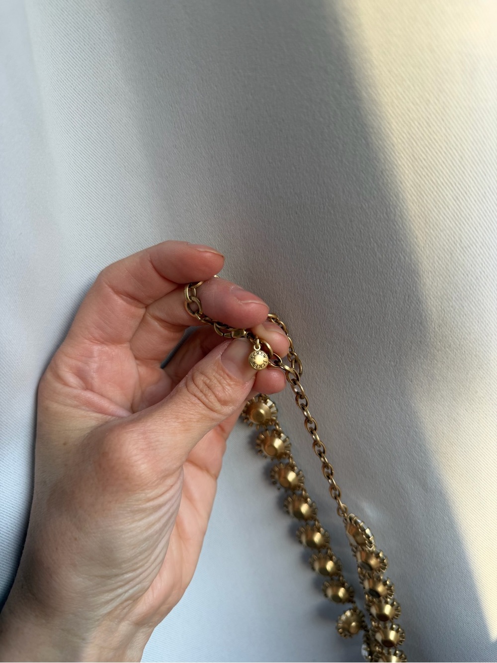 J.Crew Gold Tone Oversized Clear Crystal Round Riviere Collar Necklace Statement - Picture 5 of 7
